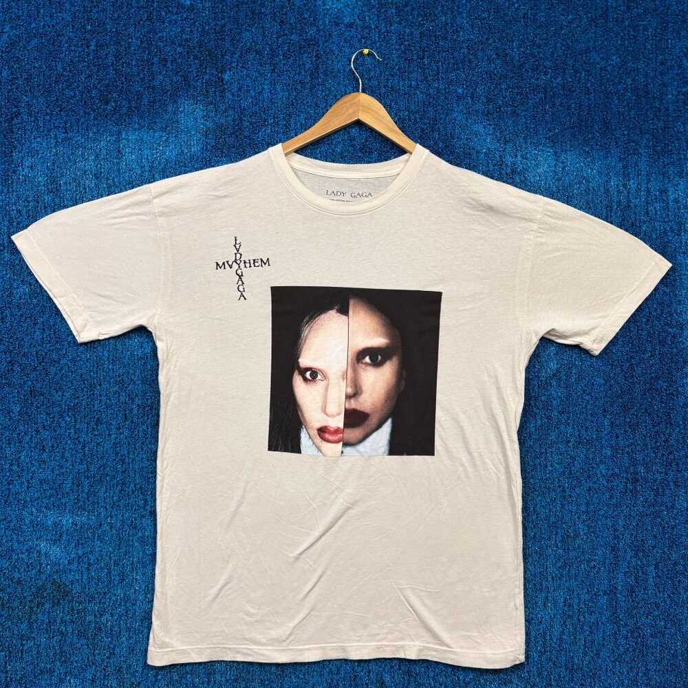 Lady Gaga Mayhem Album The Split Face Photo Synth-Pop Tee XL